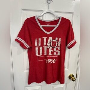 Blue 84 Red Utah Utes Short Sleeve Tee with White Trim